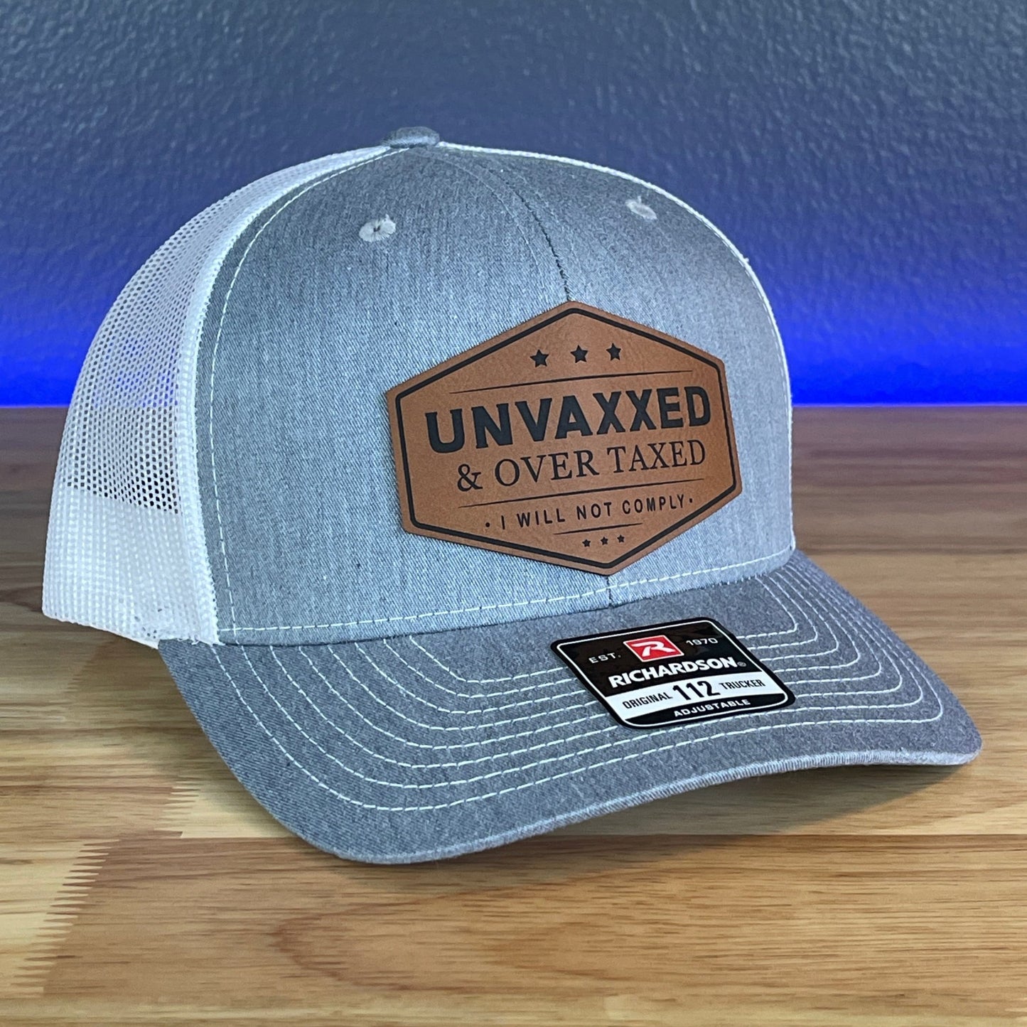 UNVAXXED & OVER TAXED Leather Patch Hat Rawhide - Hollow Point Society - Patch Hat