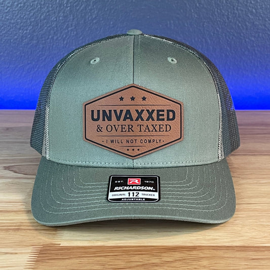 UNVAXXED & OVER TAXED Leather Patch Hat Rawhide - Hollow Point Society - Patch Hat