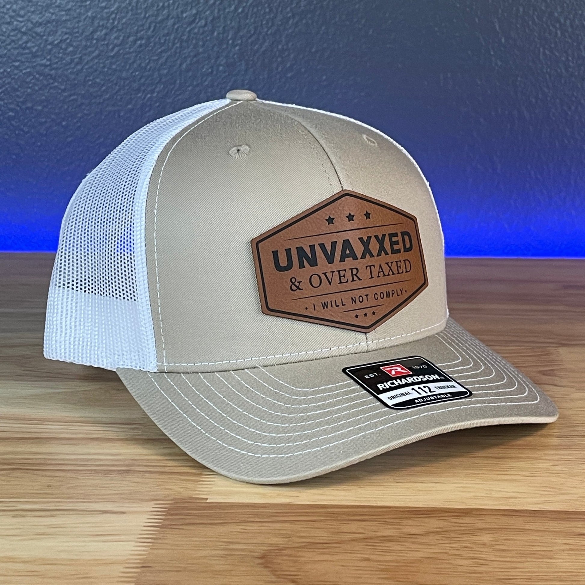 UNVAXXED & OVER TAXED Leather Patch Hat Rawhide - Hollow Point Society - Patch Hat