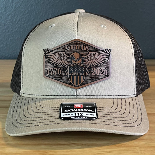 USA 250th Anniversary America 1776 - 2026 Eagle Patriotic Leather Patch Hat - Hollow Point Society - Patch Hat