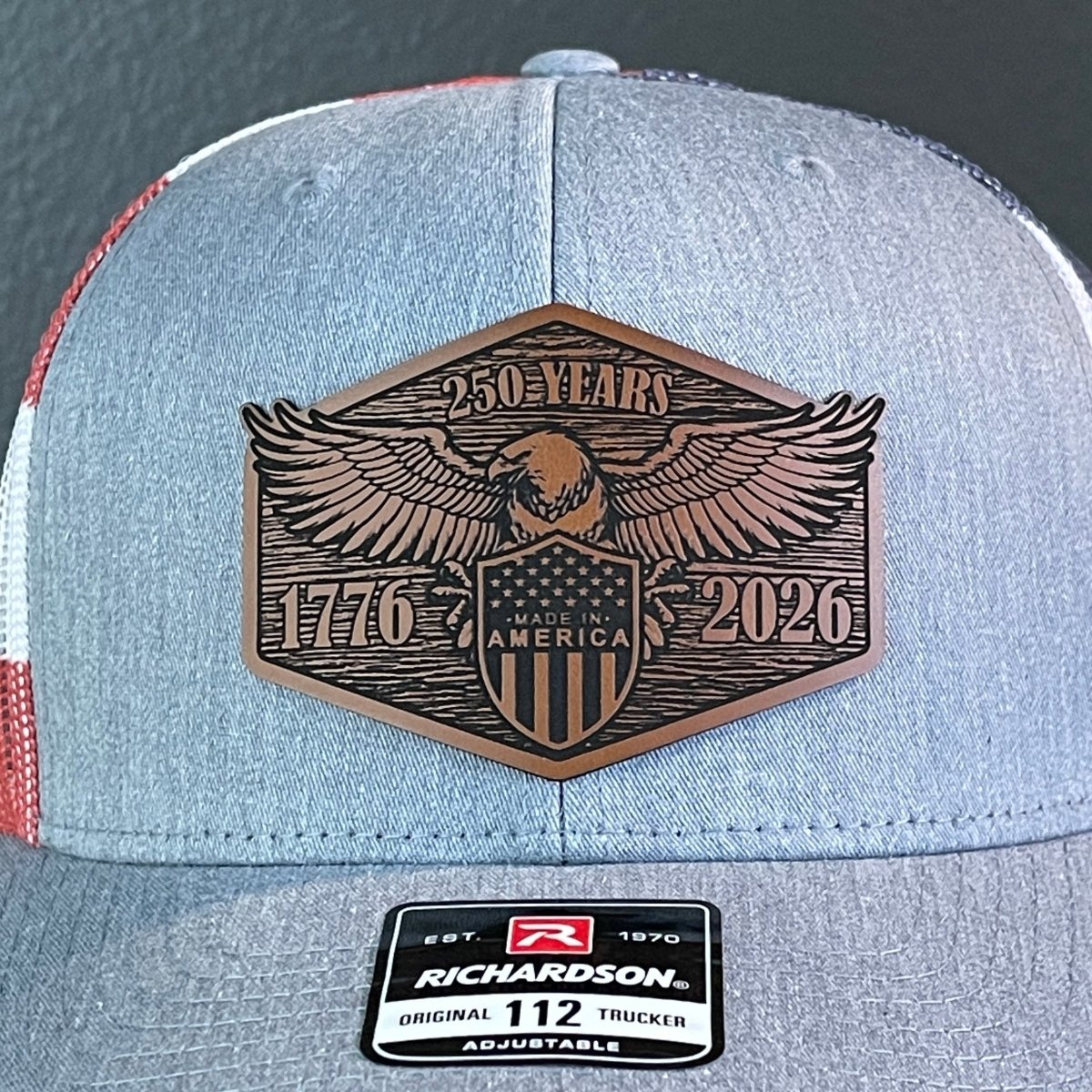 USA 250th Anniversary America 1776 - 2026 Eagle Patriotic Leather Patch Hat - Hollow Point Society - Patch Hat