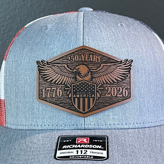 USA 250th Anniversary America 1776 - 2026 Eagle Patriotic Leather Patch Hat - Hollow Point Society - Patch Hat