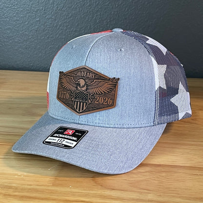 USA 250th Anniversary America 1776 - 2026 Eagle Patriotic Leather Patch Hat - Hollow Point Society - Patch Hat