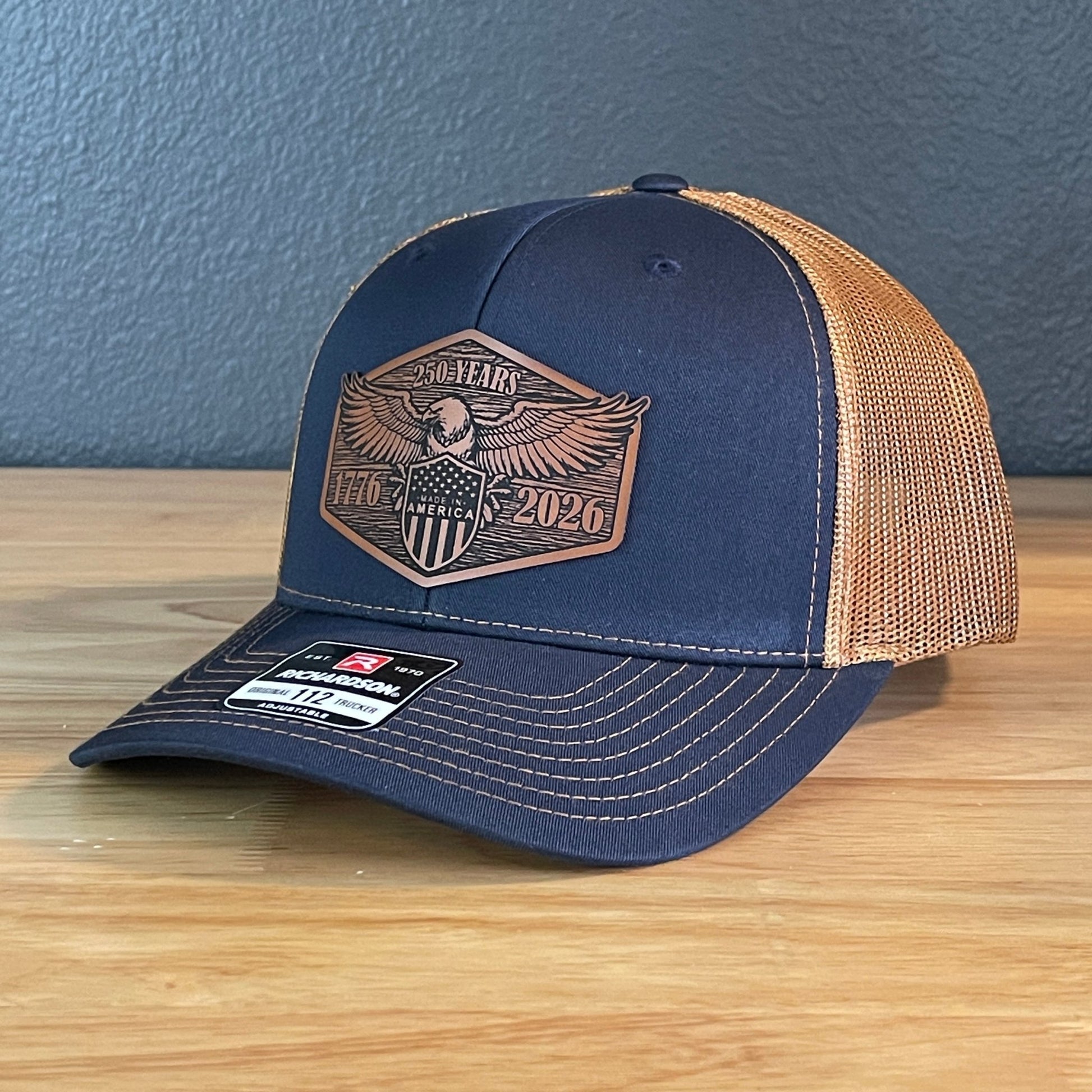 USA 250th Anniversary America 1776 - 2026 Eagle Patriotic Leather Patch Hat - Hollow Point Society - Patch Hat