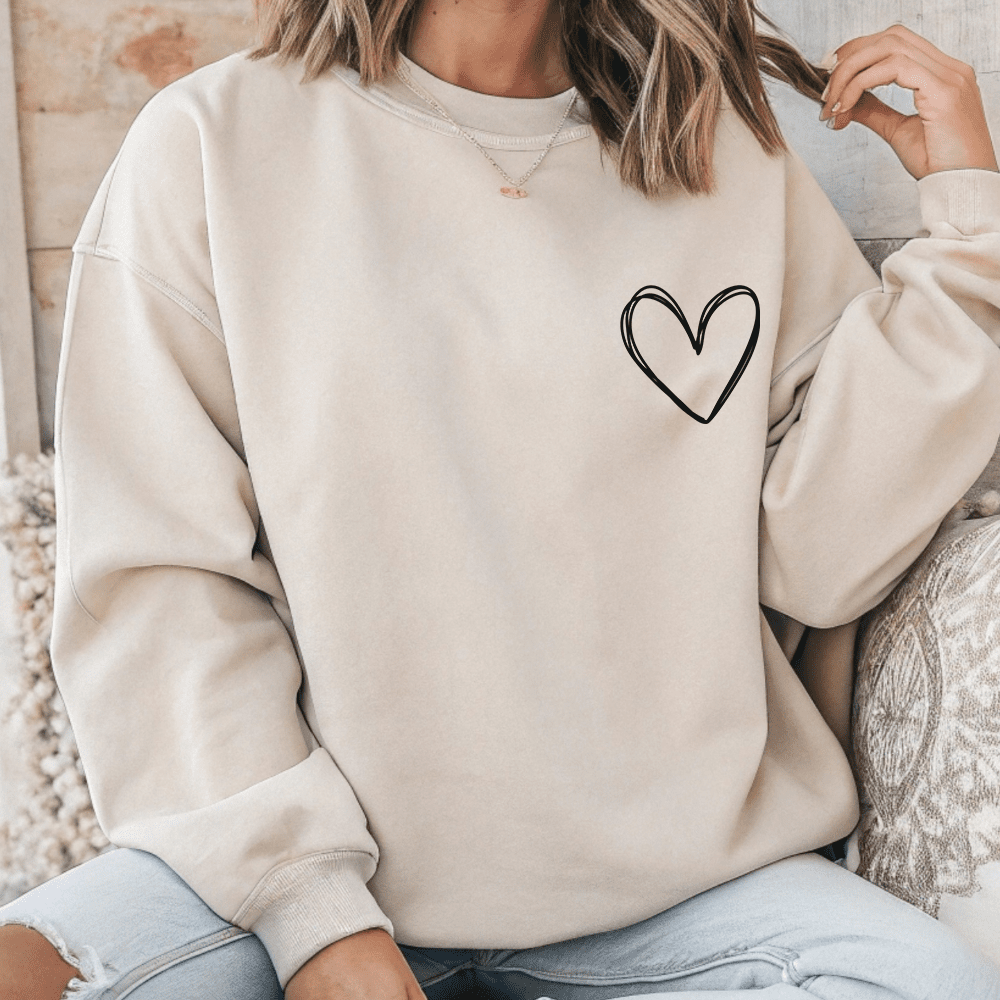 Valentine’s Day Sweatshirt for Women, Simple Heart Sweater - Hollow Point Society - Sweater