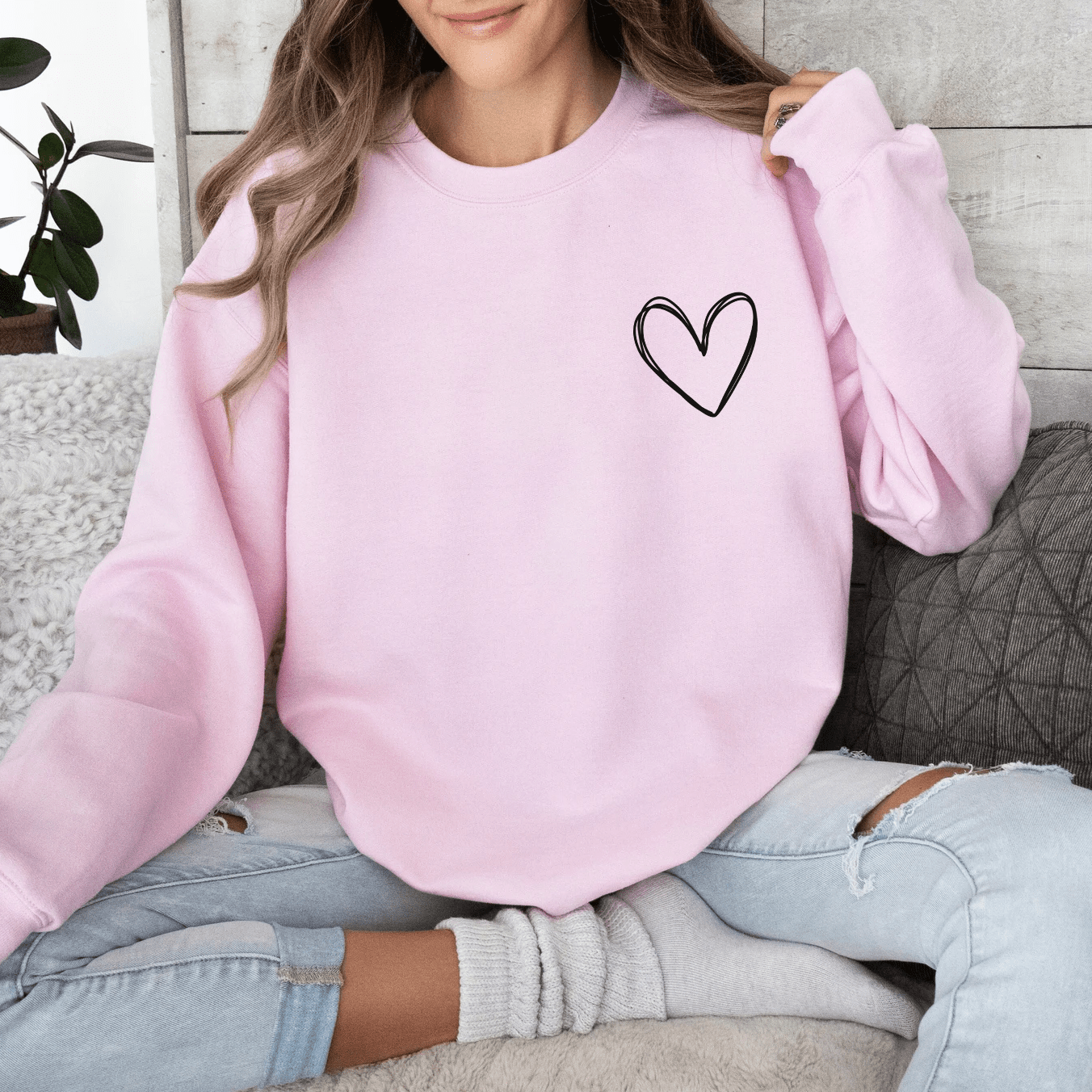 Valentine’s Day Sweatshirt for Women, Simple Heart Sweater - Hollow Point Society - Sweater