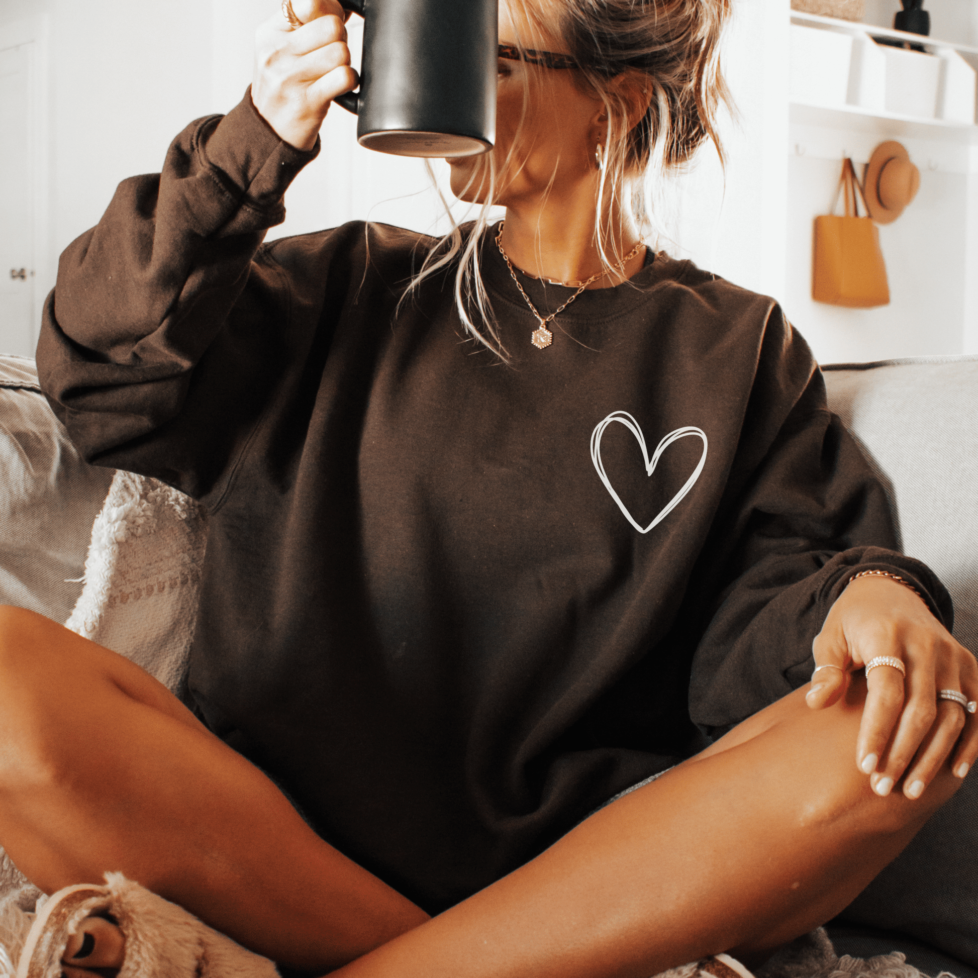 Valentine’s Day Sweatshirt for Women, Simple Heart Sweater - Hollow Point Society - Sweater