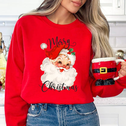 Vintage Santa Sweatshirt Merry Christmas Sweater - Hollow Point Society - Sweater