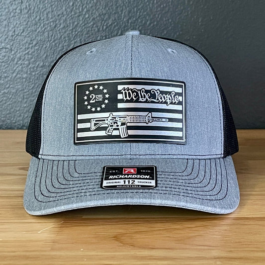We The People 2nd Amendment American Flag Patriotic Leather Patch Hat - Hollow Point Society - Patch Hat