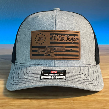 WE THE PEOPLE 2ND AMENDMENT FLAG 2A Leather Patch Hat - Hollow Point Society - Patch Hat