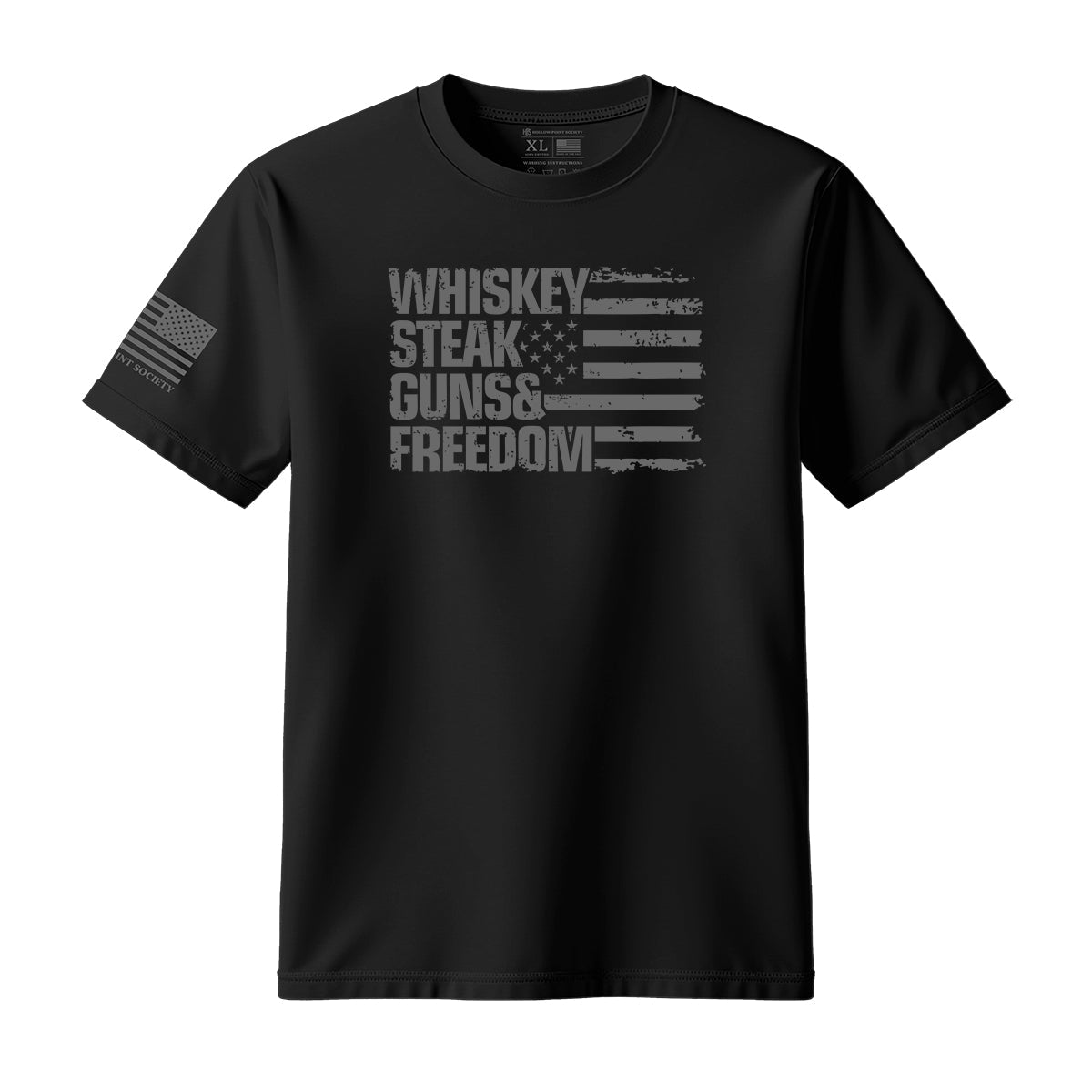 Whiskey Steak Guns & Freedom American Flag T-Shirt - Hollow Point Society - T-Shirt