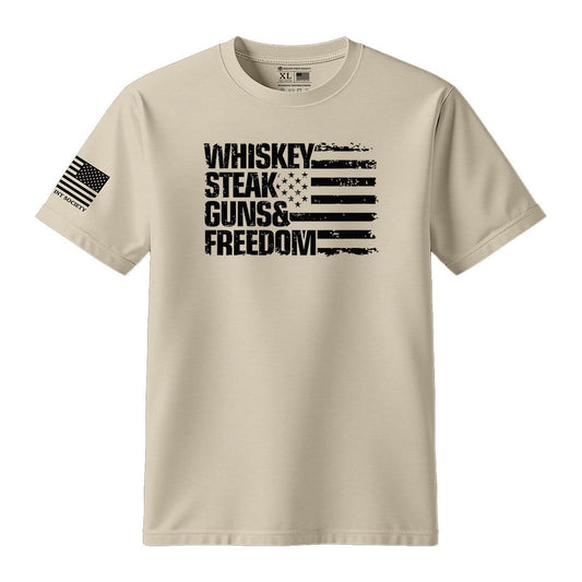 Whiskey Steak Guns & Freedom American Flag T-Shirt - Hollow Point Society - T-Shirt