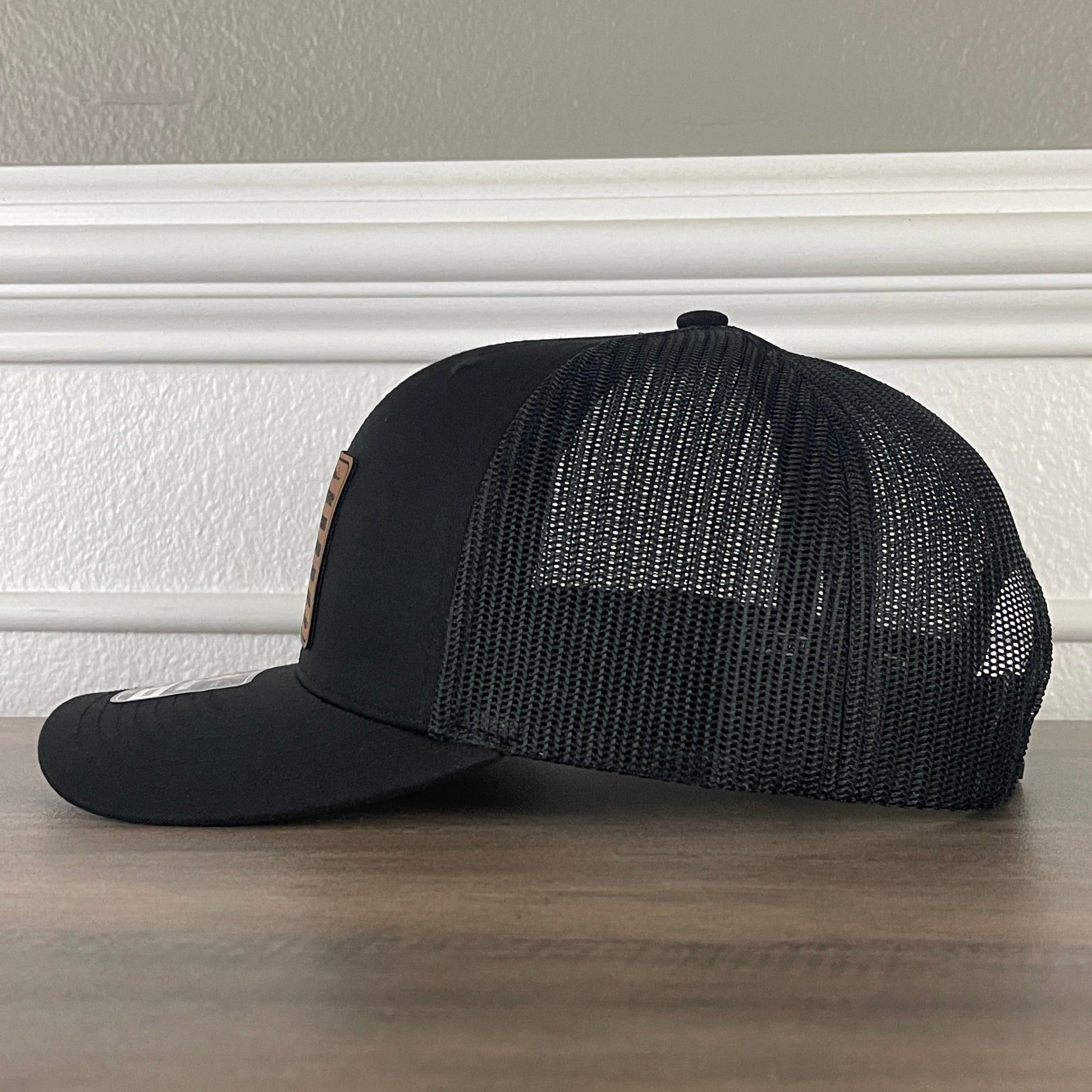 WHISKEY STEAK GUNS & FREEDOM Flag Leather Patch Hat Black - Hollow Point Society - Patch Hat