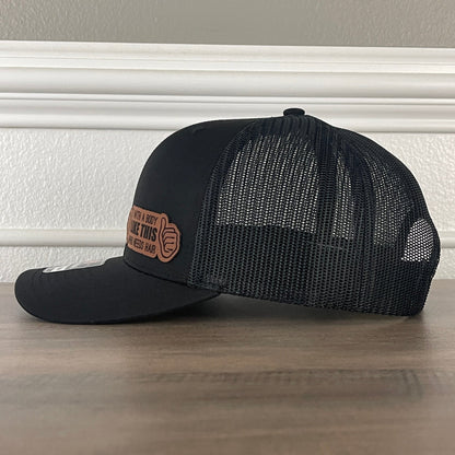 With A Body Like This Who Needs Hair Funny Leather Patch Hat Black - Hollow Point Society - Patch Hat