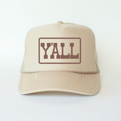 Y'ALL Country Classic Foam Trucker Hat Khaki - Hollow Point Society - Trucker Hat