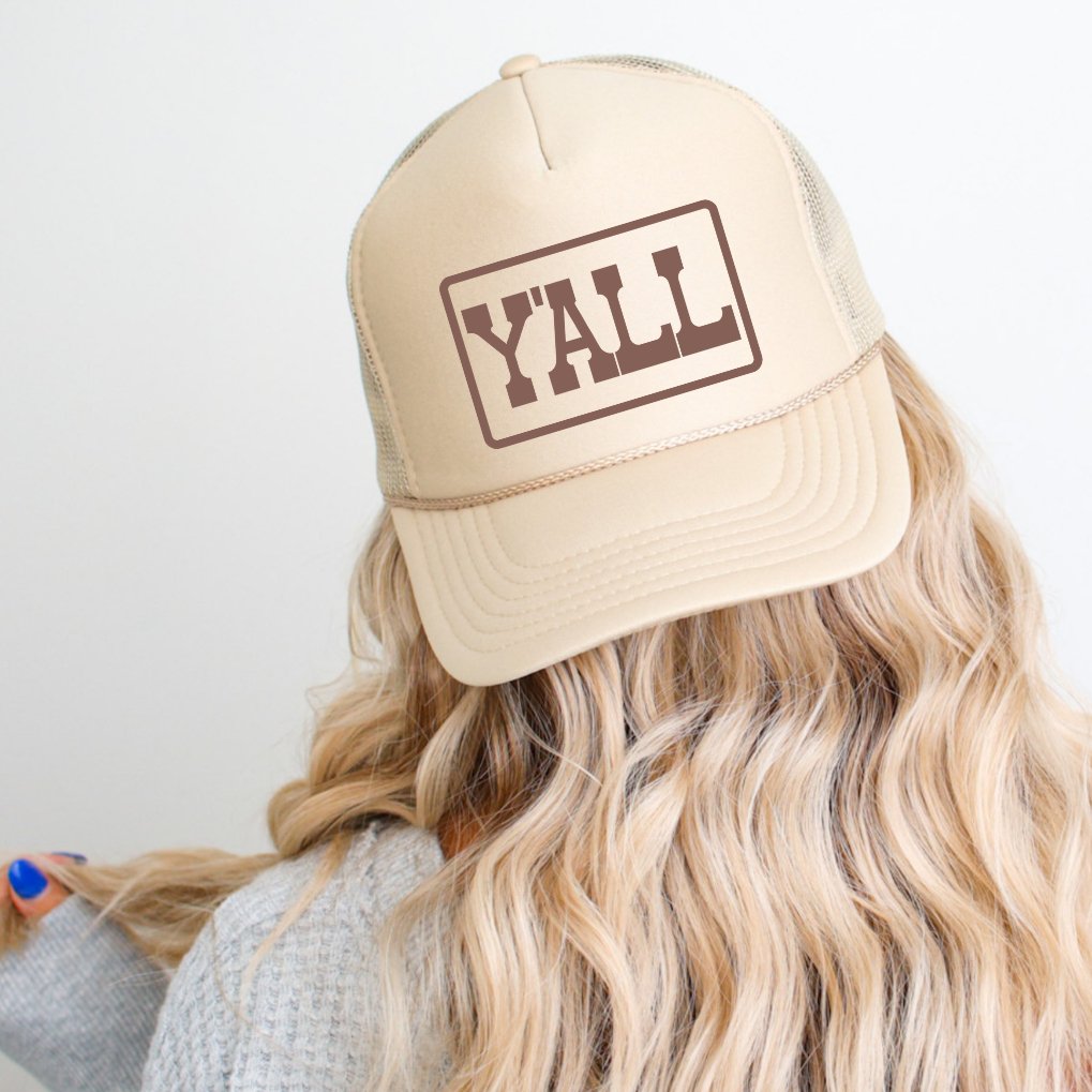 Y'ALL Country Classic Foam Trucker Hat Khaki - Hollow Point Society - Trucker Hat