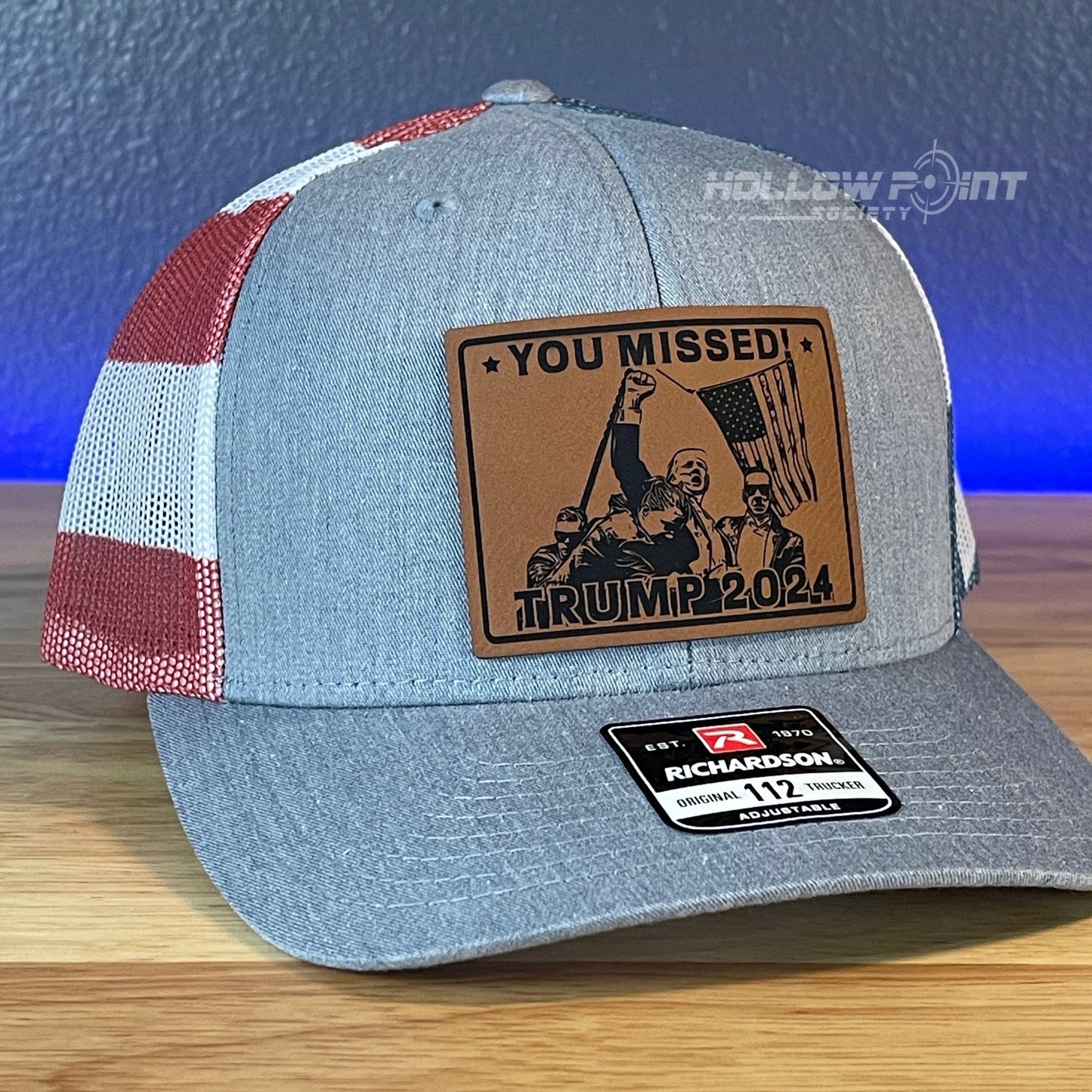 Trump Hat YOU MISSED Leather Patch SnapBack Trucker Hat Stars & Stripes - Hollow Point Society - Patch Hat