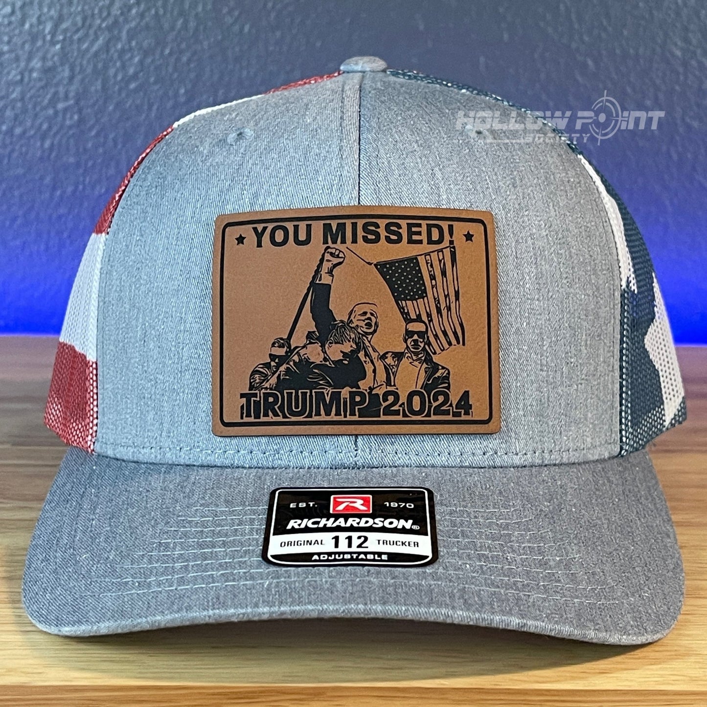 Trump Hat YOU MISSED Leather Patch SnapBack Trucker Hat Stars & Stripes - Hollow Point Society - Patch Hat