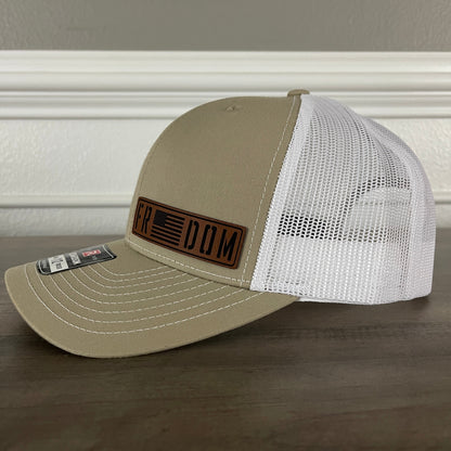 Freedom Flag Leather Patch Hat Khaki - Hollow Point Society - Patch Hat