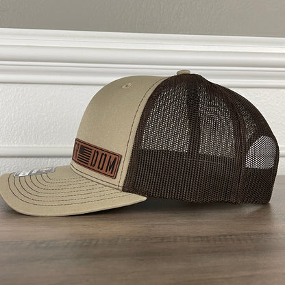 Freedom American Flag Patriotic Leather Patch Hat Khaki/Brown - Hollow Point Society - Patch Hat