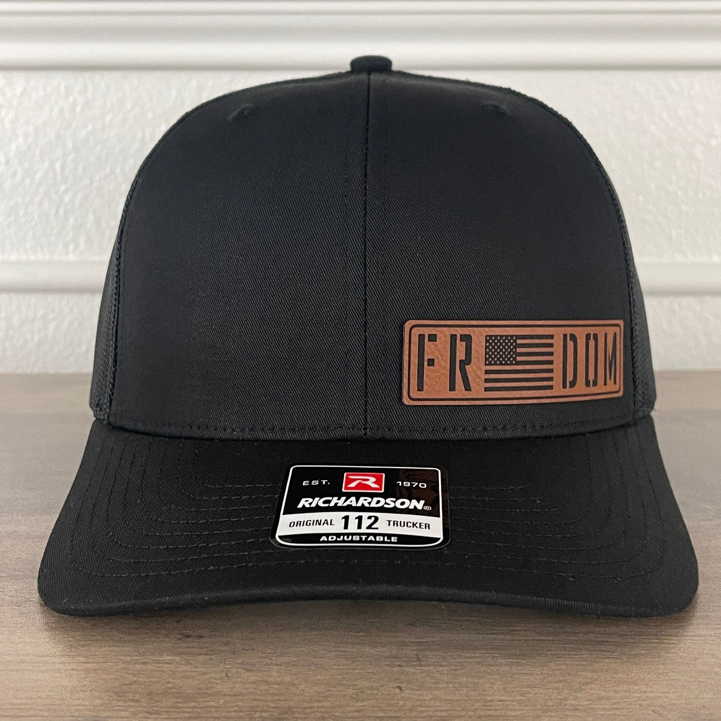 FREEDOM Flag Side Leather Patch Hat Black - Hollow Point Society - Patch Hat