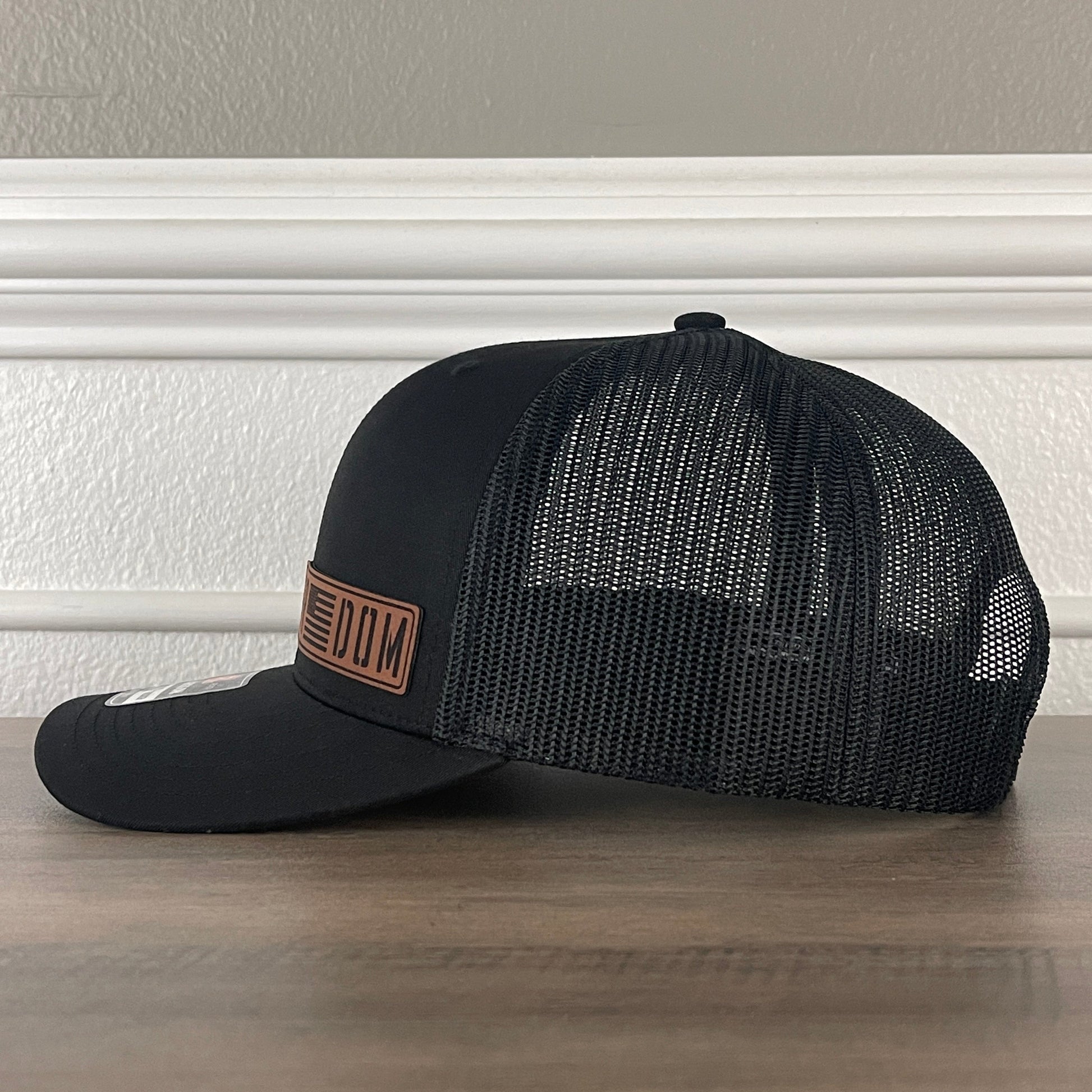 FREEDOM Flag Side Leather Patch Hat Black - Hollow Point Society - Patch Hat